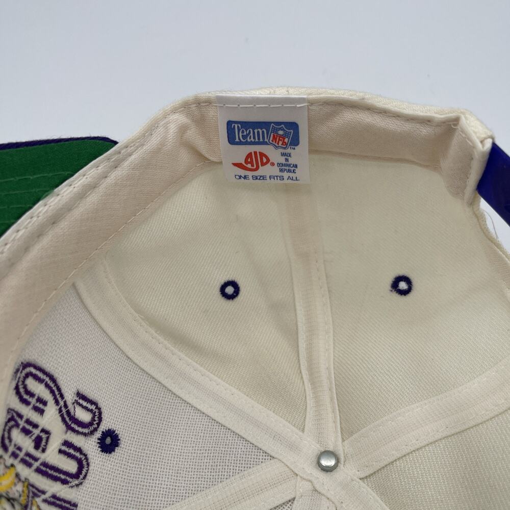Vintage AJD Minnesota Vikings Hat Snapback Cap Purple‎ White Football NFL Nice - Picture 8 of 11